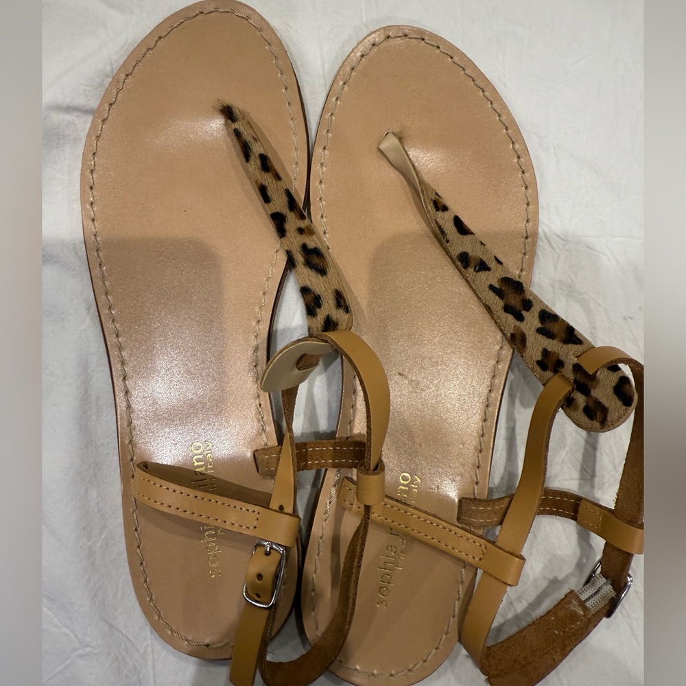 Stylish Tan and Leopard Print Sandals